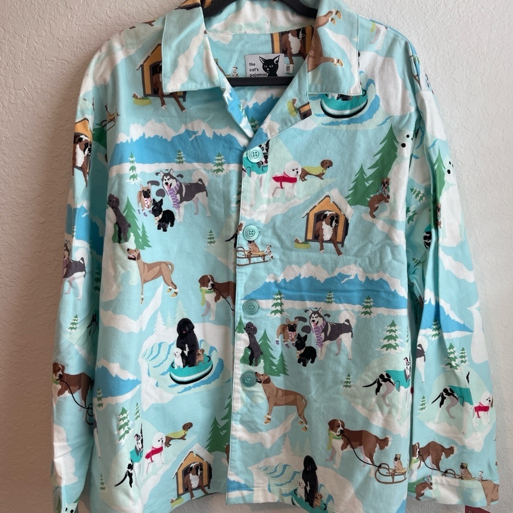 Women's Dog Print Pajama Top - Multicolor